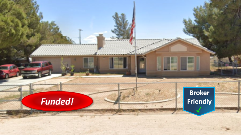 Recently Funded Hard Money Loan- Victorville, CA: $90,900 2nd TD, 70.0% CLTV, 11.25% Lender Rate
