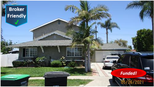 Recently Funded Hard Money Loan in Garden Grove: $370,000 @ 9.00% Lender Rate, 2nd TD, 68.98% CLTV, Cash-Out