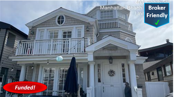 Recently Funded Hard Money Loan in Manhattan Beach: $295,000 @ 10.50%, 2nd TD, SFR, Cash-Out, 44.00% CLTV
