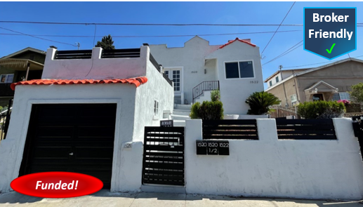 Closed! Recent Hard Money Purchase in Los Angeles: $731,500 @ 9.50%, 1st TD, Duplex, LTV 70.00%