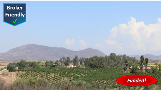 Recently Funded Hard Money Land Loan in Temecula: $875,000 @ 11.50%, 1st TD, Cash-Out, 11.67% LTV