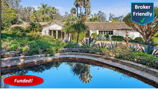 Recently Funded Hard Money Loan in Rancho Santa Fe: $570,000 @ 12.99%, 2nd TD, Cash-Out, Single Family Residence, 60.46% CLTV