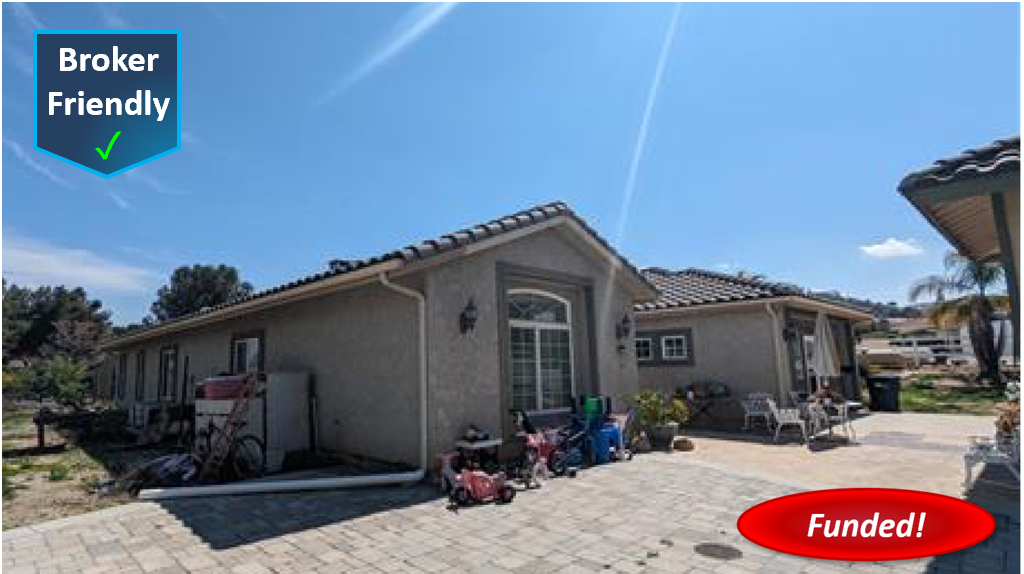 Done Deal! Hard Money Loan in Perris: $174,000, 2nd TD, SFR, Cash-Out, 60.00% CLTV